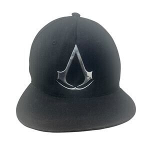 Assassin’s Creed Snapback Hat Black Flat Bill Embroidered Logo Gamer Ubisoft Cap